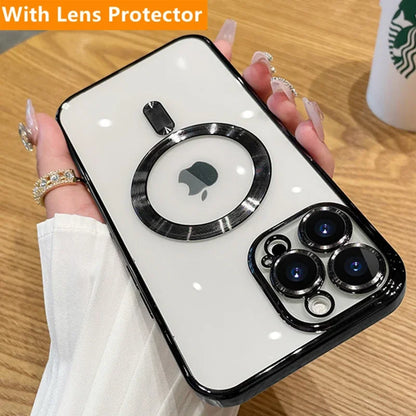 Luxury Clear MagSafe iPhone Case With Lens Protector- Suitable for all models from 14 - 16ProMax